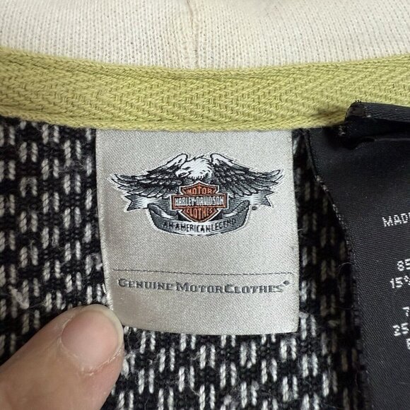 Harley Davidson Girls Ivory Gray Embroidered Asymmetrical Zip Jacket Size L - Picture 4 of 10